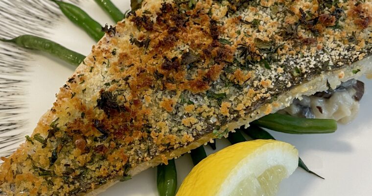 Herb crusted branzino fish filet recipe